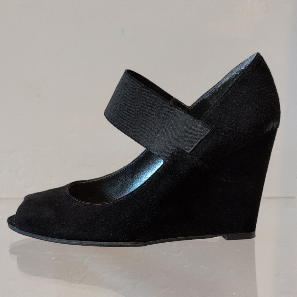 Stuart Weitzman Black Suede Wedges